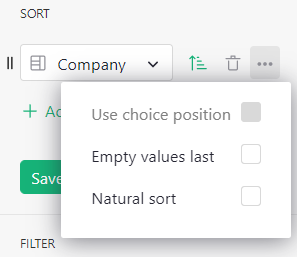 Sort Options